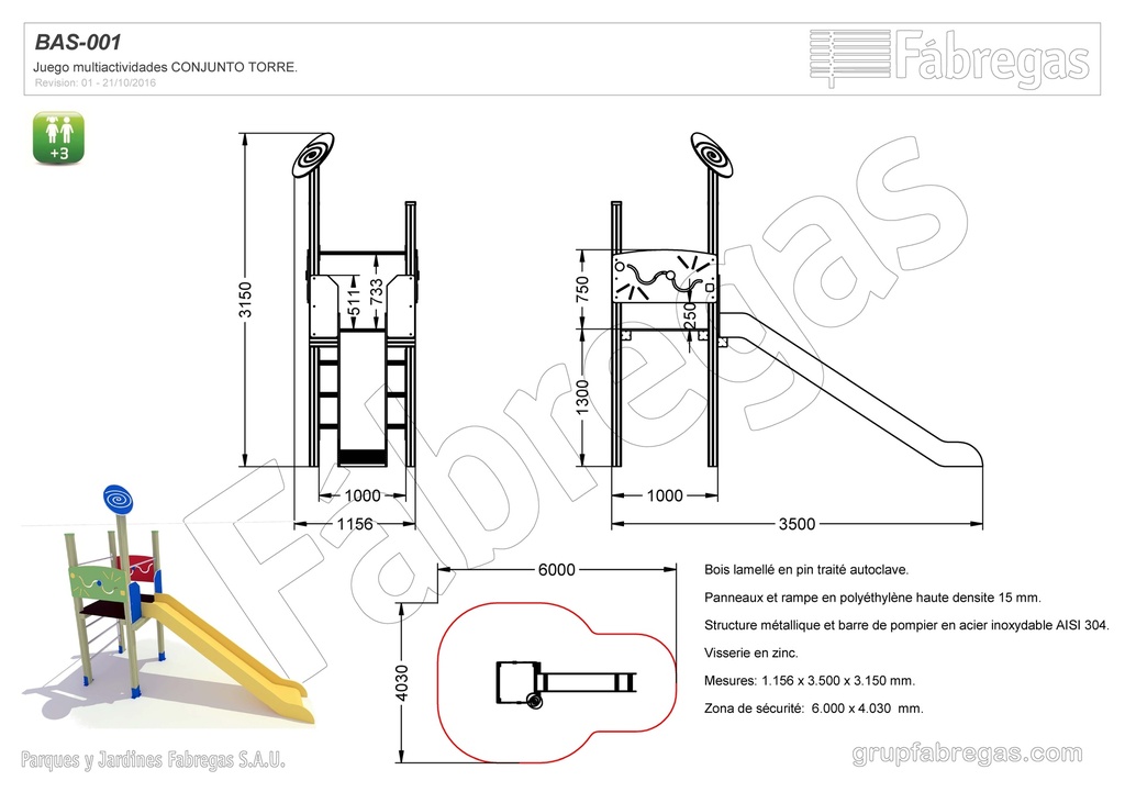 JEU MULTIACTIVITÉS STRUCTURE BOIS - LA TOUR (BAS-001)