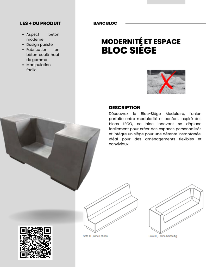 Banc bloc béton 