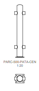 POTEAU POUR BARRIÈRE DOUBLE ACCROCHE À 180 ° SUR PLATINE (PARC-500-PATA-CEN-AT)