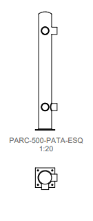 POTEAU POUR BARRIÈRE DOUBLE ACCROCHE À 90 ° SUR PLATINE (PARC-500-PATA-ESQ-AT)